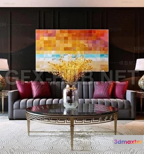 1203078 - FURNITURE 3D MODELS - Modern multi-seat sofa