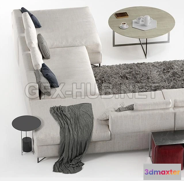 1203112 - FURNITURE 3D MODELS - Molteni&c Large Sofa