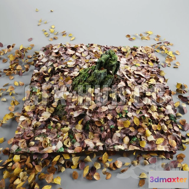 1203406 - FURNITURE 3D MODELS - Old stump with moss + leaves