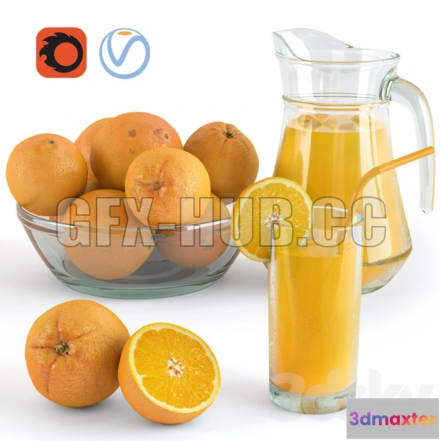 1203446 - FURNITURE 3D MODELS - Oranges and Orange Juice