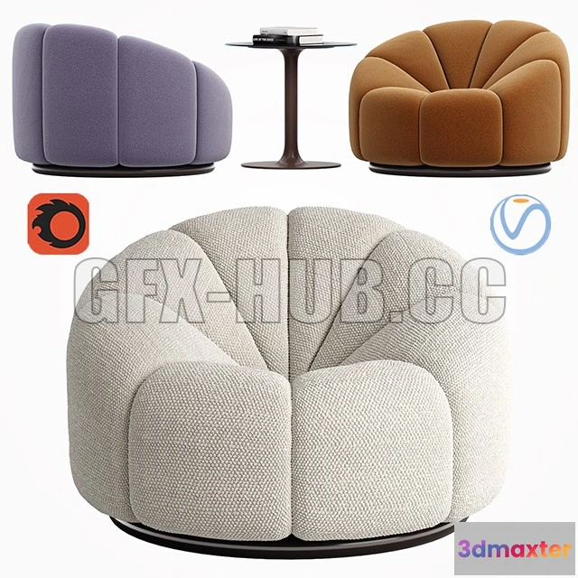 1203648 - FURNITURE 3D MODELS - Pierre Paulin Fauteuil Alpha