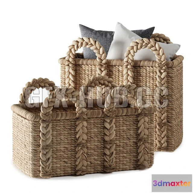 1203886 - FURNITURE 3D MODELS - Pottery Barn Beachcomber Handwoven Seagrass Baskets 02
