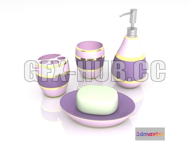 1203930 - FURNITURE 3D MODELS - Purple bathroom accessories
