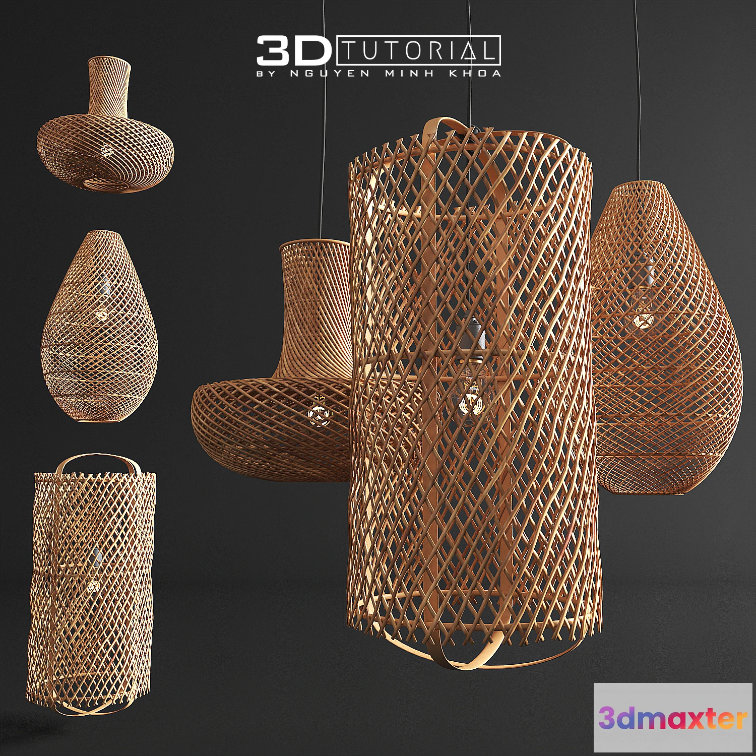 1203962 - FURNITURE 3D MODELS - Rattan lamp 1 modelbyNguyenMinhKhoa