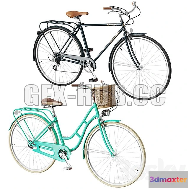1204018 - FURNITURE 3D MODELS - Retro Bicycles with basket