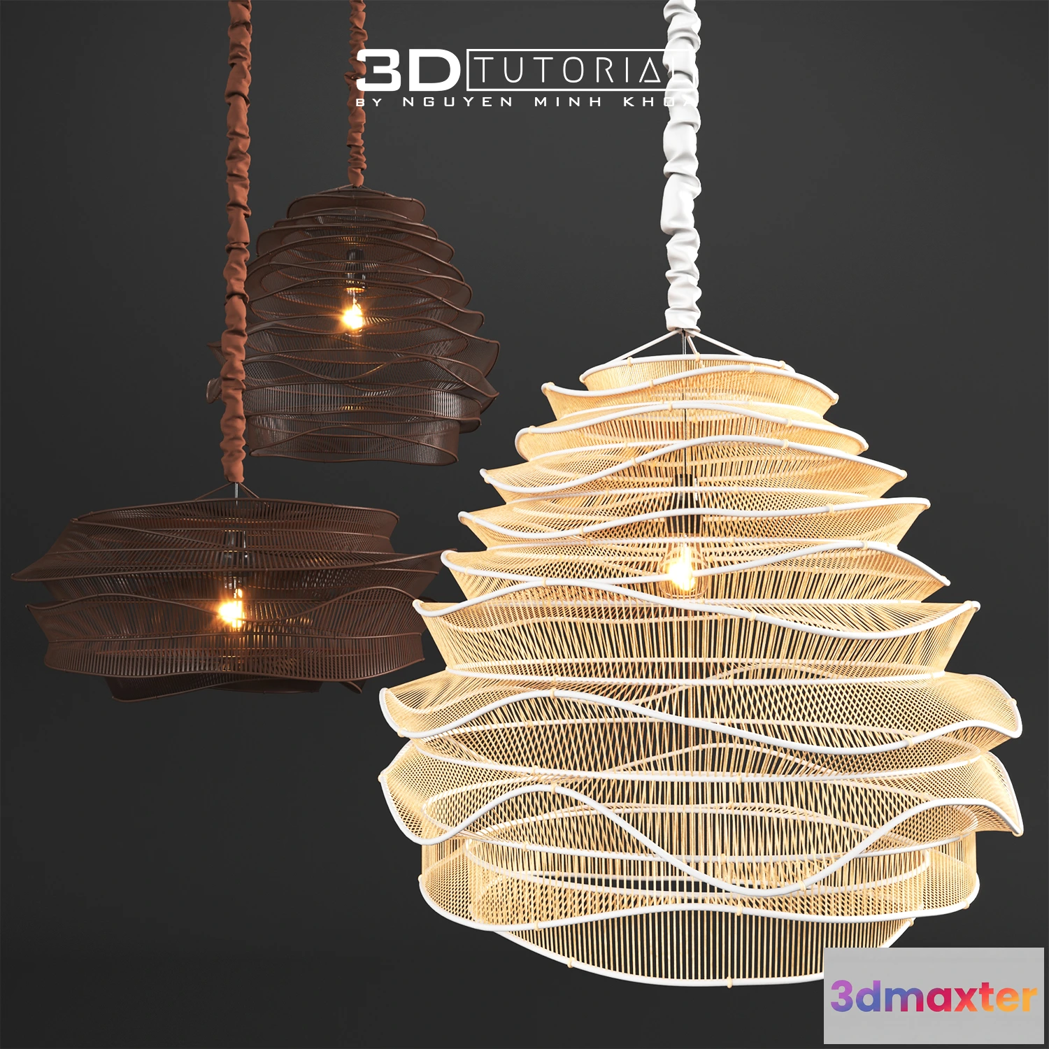 1204100 - FURNITURE 3D MODELS - Roost bamboo cloud chandeliers modelbyNguyenMinhKhoa