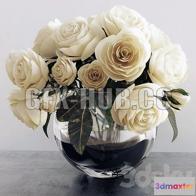 1204112 - FURNITURE 3D MODELS - Roses flowers bouquet in a vase