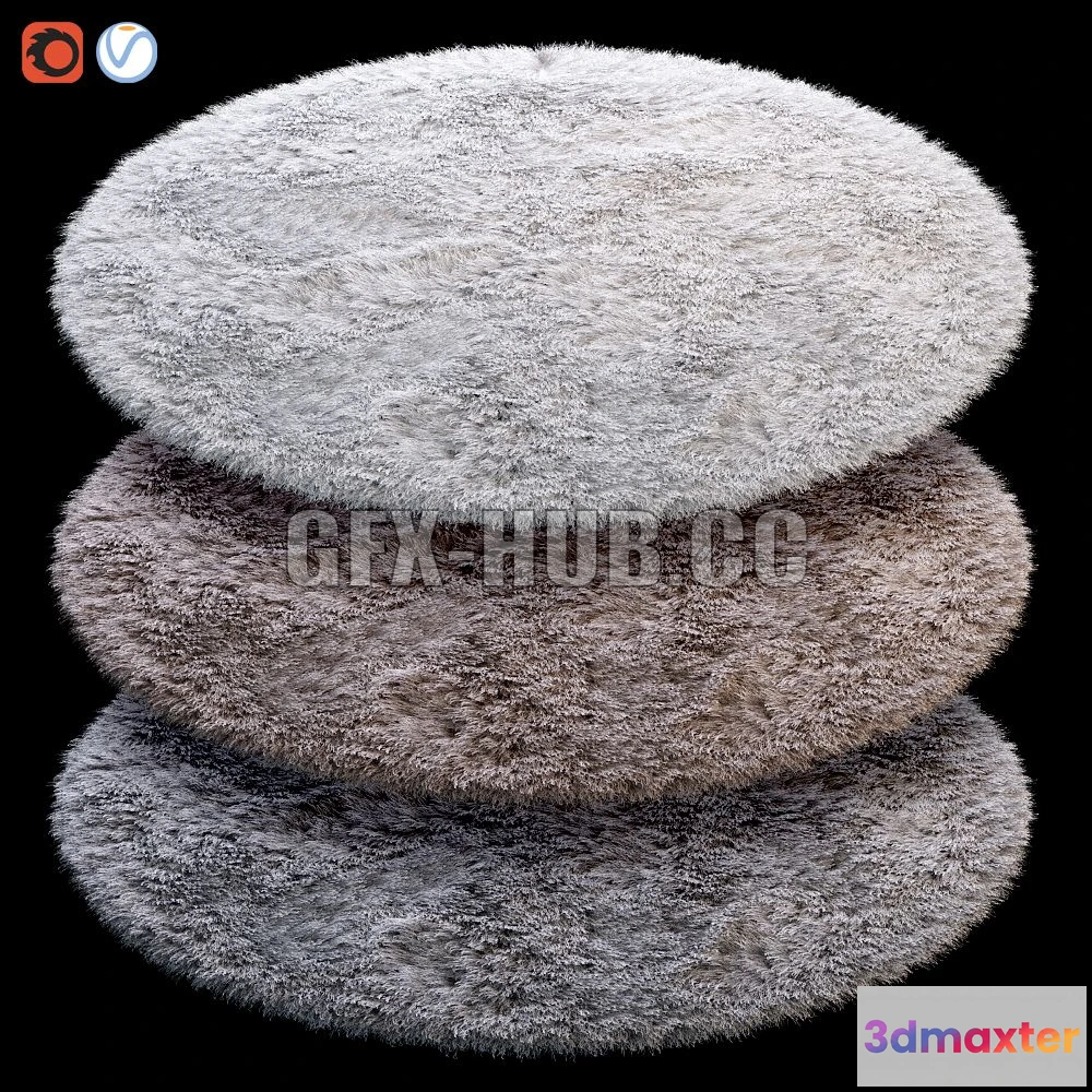 1204118 - FURNITURE 3D MODELS - Round Fluffy Carpet