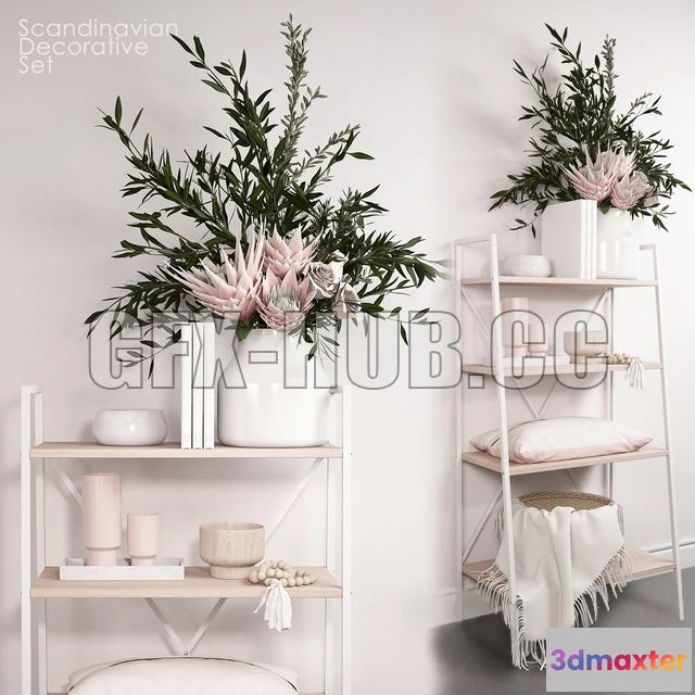1204204 - FURNITURE 3D MODELS - Scandi Decor Set with eucalyptus