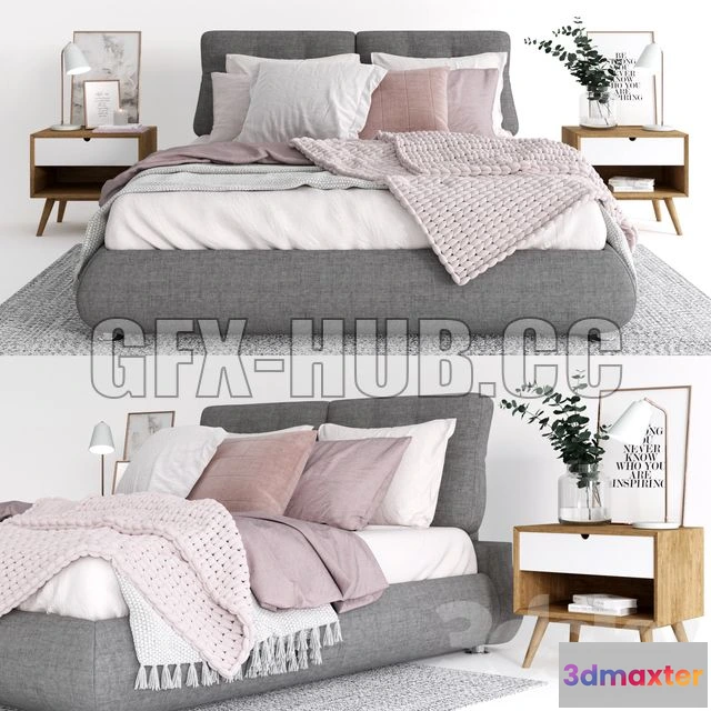 1204206 - FURNITURE 3D MODELS - Scandinavian Bedroom Set 001