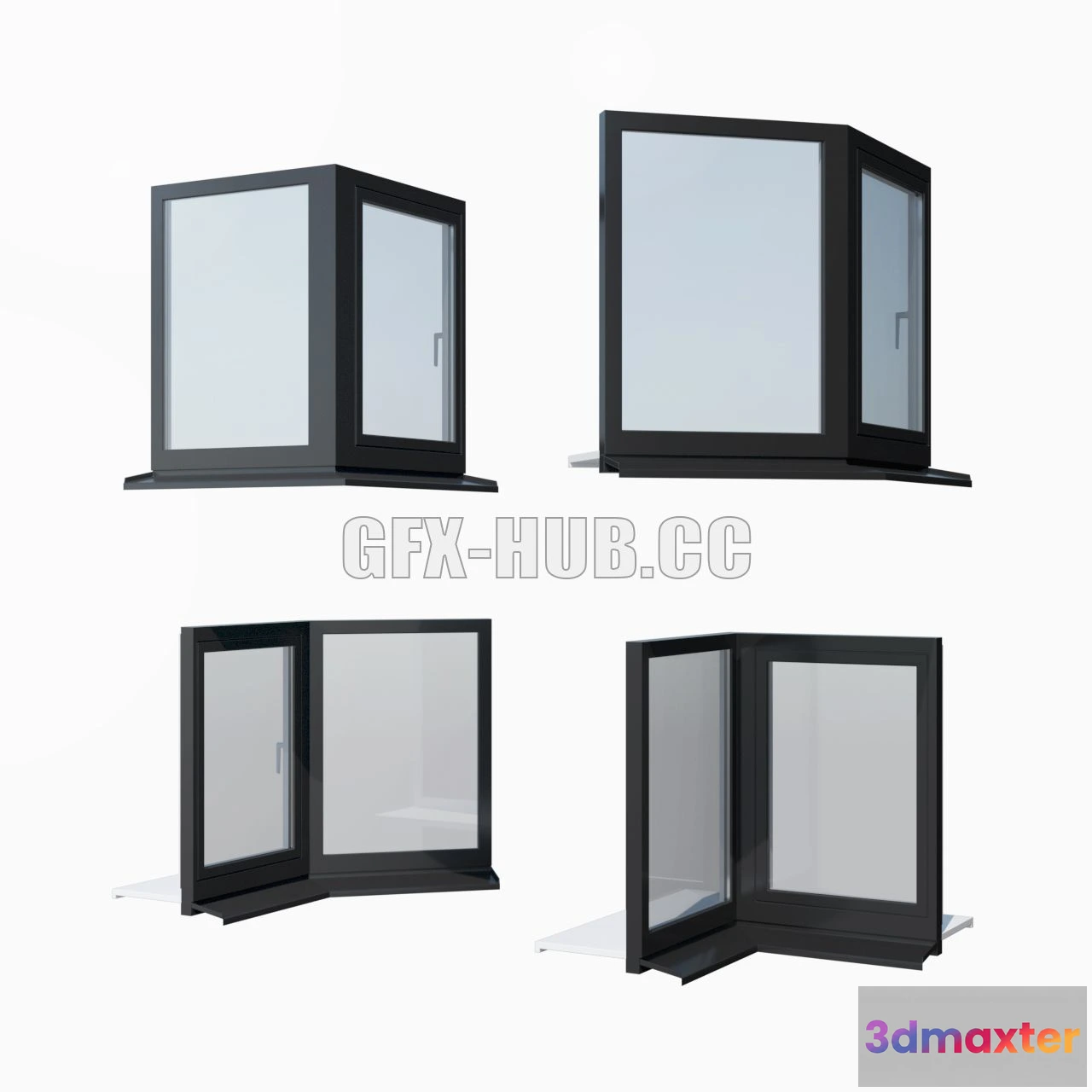 1204210 - FURNITURE 3D MODELS - Schuco AWS 65 Aluminum Windows Set 3