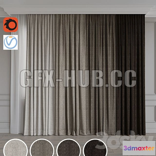 1204276 - FURNITURE 3D MODELS - Set of Curtains 90