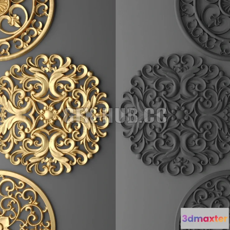 1204296 - FURNITURE 3D MODELS - Set Sockets (luxury art)