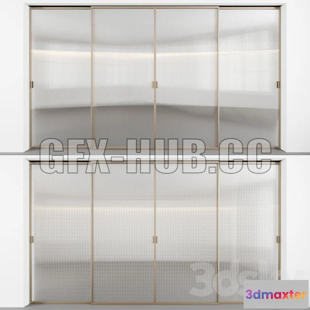 1204384 - FURNITURE 3D MODELS - Sliding Doors with Embossed Glass