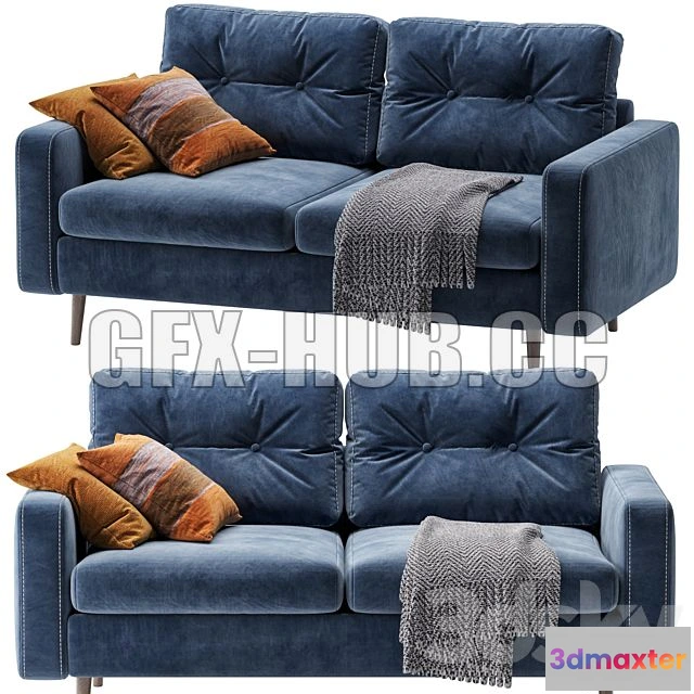 1204428 - FURNITURE 3D MODELS - Sofa Deans Mini Velvet Blue
