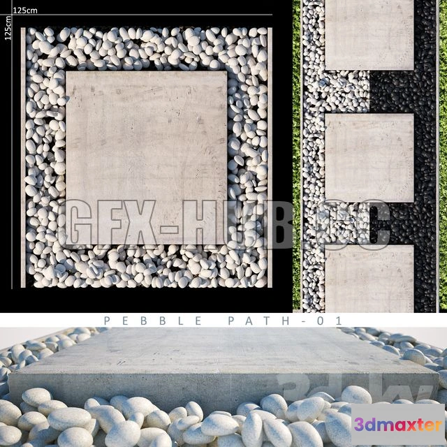 1204510 - FURNITURE 3D MODELS - Stone pebbles path