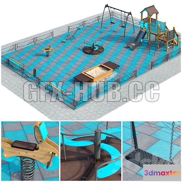 1204556 - FURNITURE 3D MODELS - Stylish Turquoise Playground