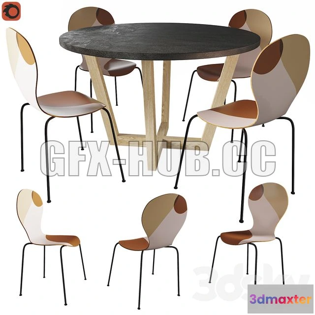 1204632 - FURNITURE 3D MODELS - Table Jacob AM PM Chair Bonna La Redoute