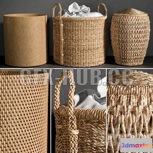 1205116 - FURNITURE 3D MODELS - Wicker basket 4 by Zara Home