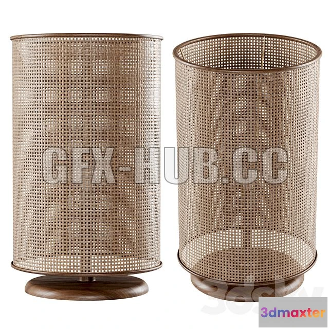 1205164 - FURNITURE 3D MODELS - Wooden Rattan Table Lamp L500