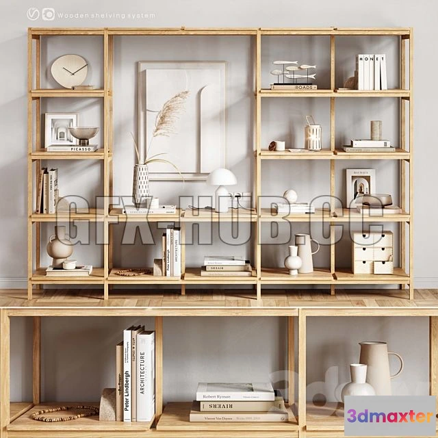 1205166 - FURNITURE 3D MODELS - Wooden Shelving and Decor