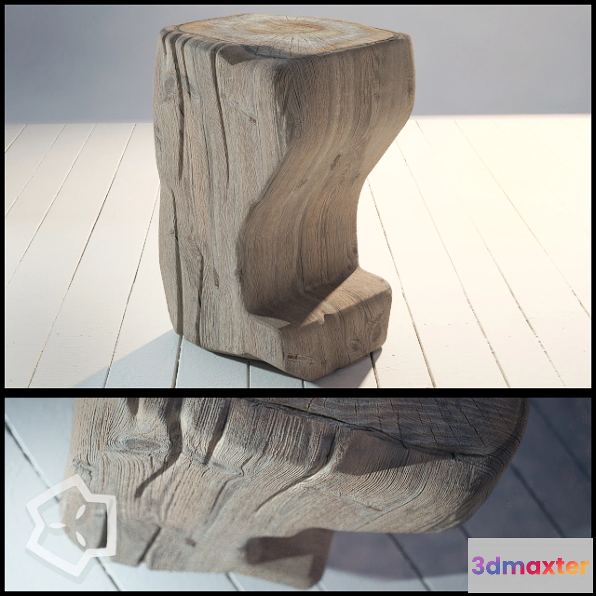 1277394 - Wood pouf by me 3D Max