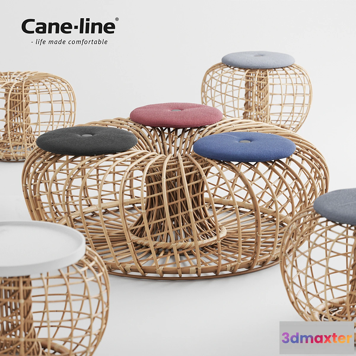 1322907 - Rattan Nest - Table Bench Pouf & Footstool 3D Max