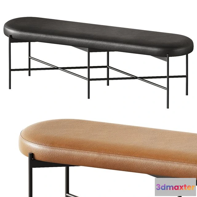 1544449 - Pottery Barn Maison Leather Backless Bench 3D Max