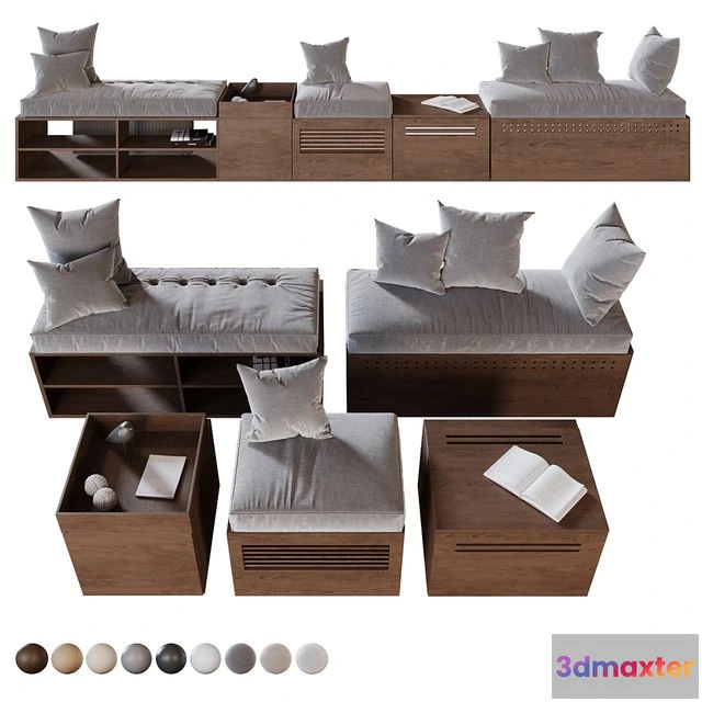 1554369 - Modules and Window Seat Pillows set 3D Max