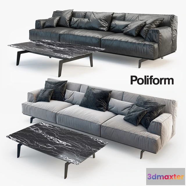 1562461 - Poliform Tribeca sofa (with decor) 3D Max