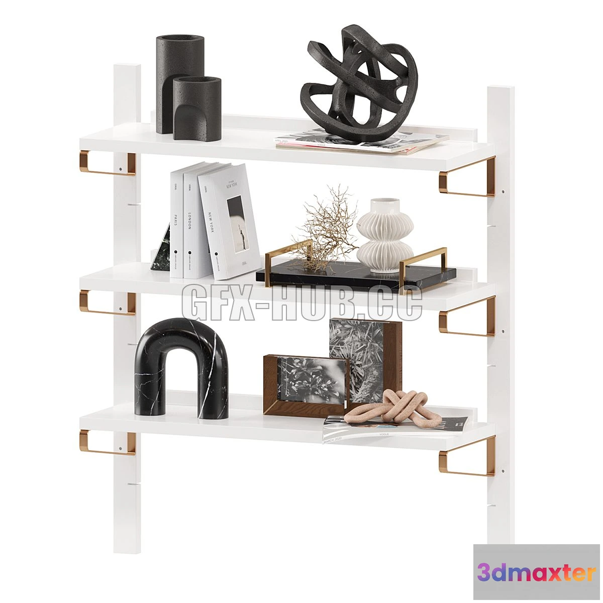 1568784 - CB2 White High-Gloss Single Modular Wall Shelf 3D Max