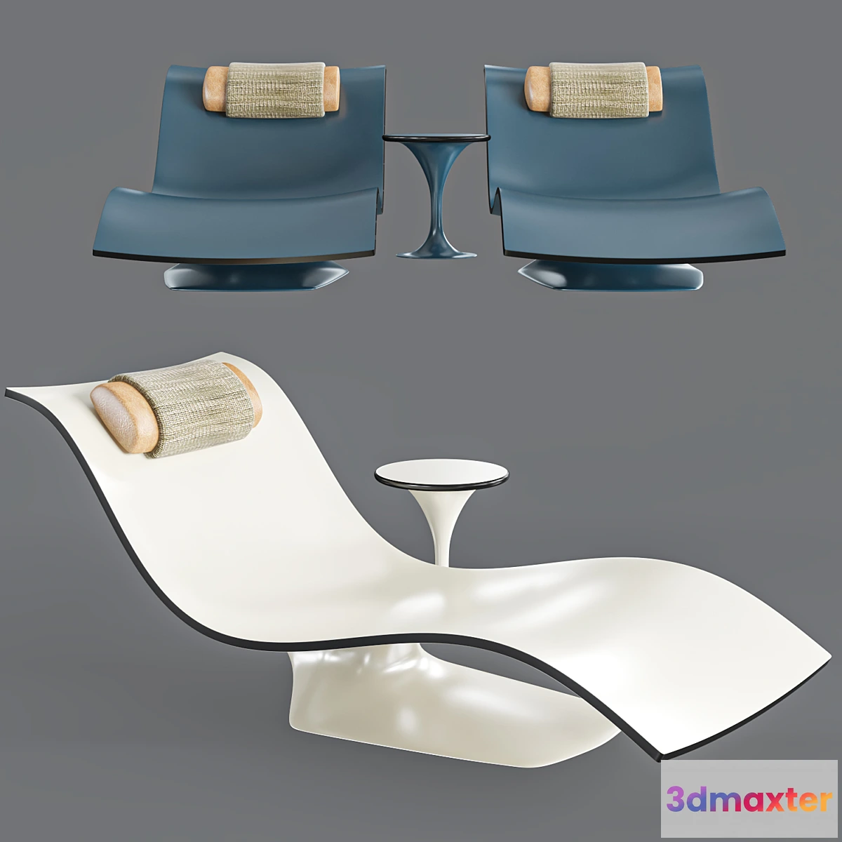 595679 - water pool lounge chair and table