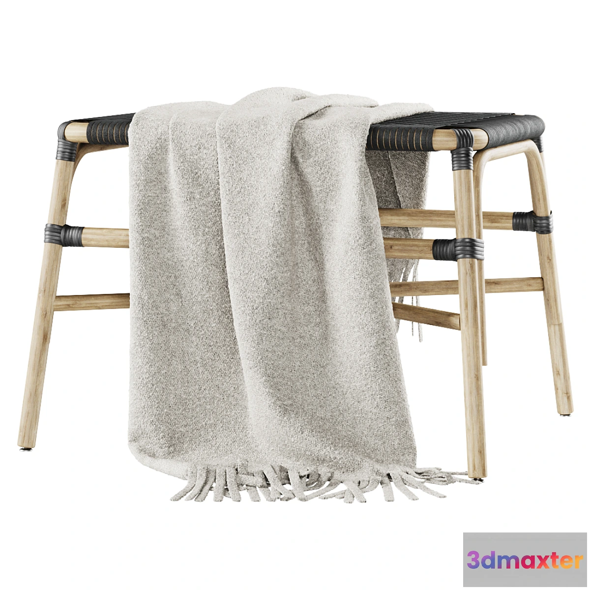 602541 - Rattan ottoman MD41 _ Rattan upholstered bench