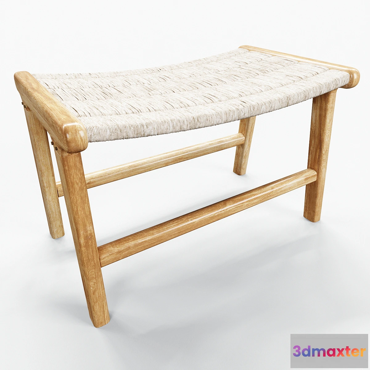 604987 - HKLiving abaca _ teak lounge ottoman