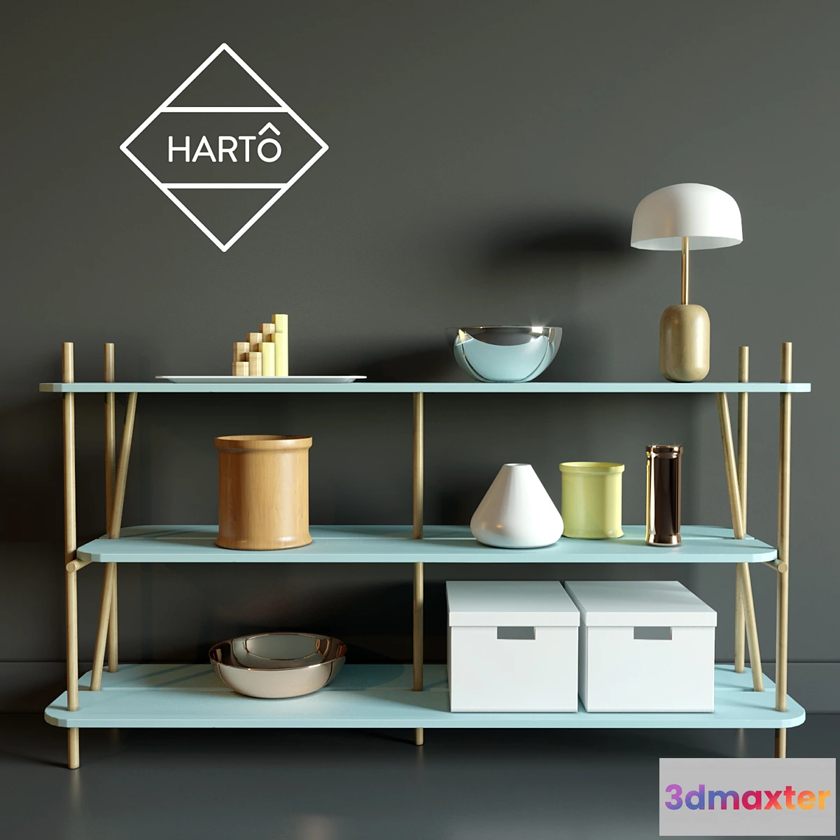 611475 - Chest of drawers SIMONE BOOKCASE FADED BLUE HARTO