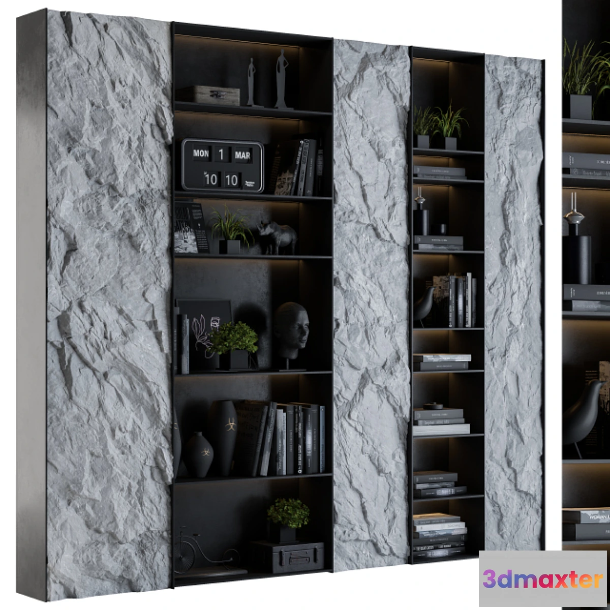 611747 - Display cabinet with Rock panel Black