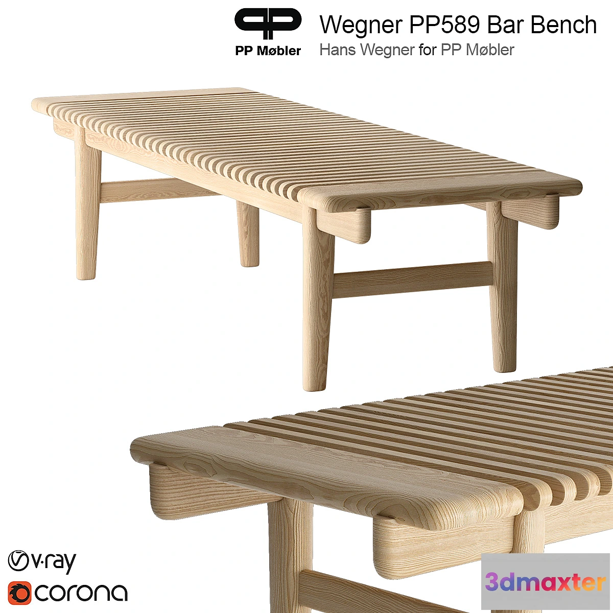 668973 - Hans Wegner PP Mobler 589 bar bench