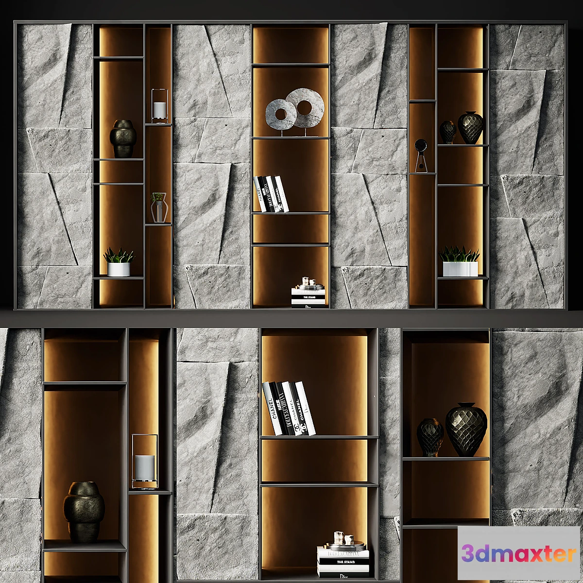 689316 - Shelving with stone panels