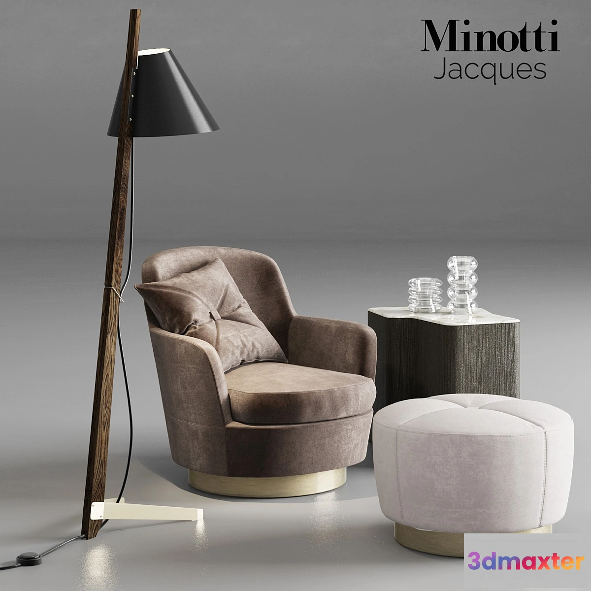 797248 - Minotti Jacques Armchair and Pouf - No.2