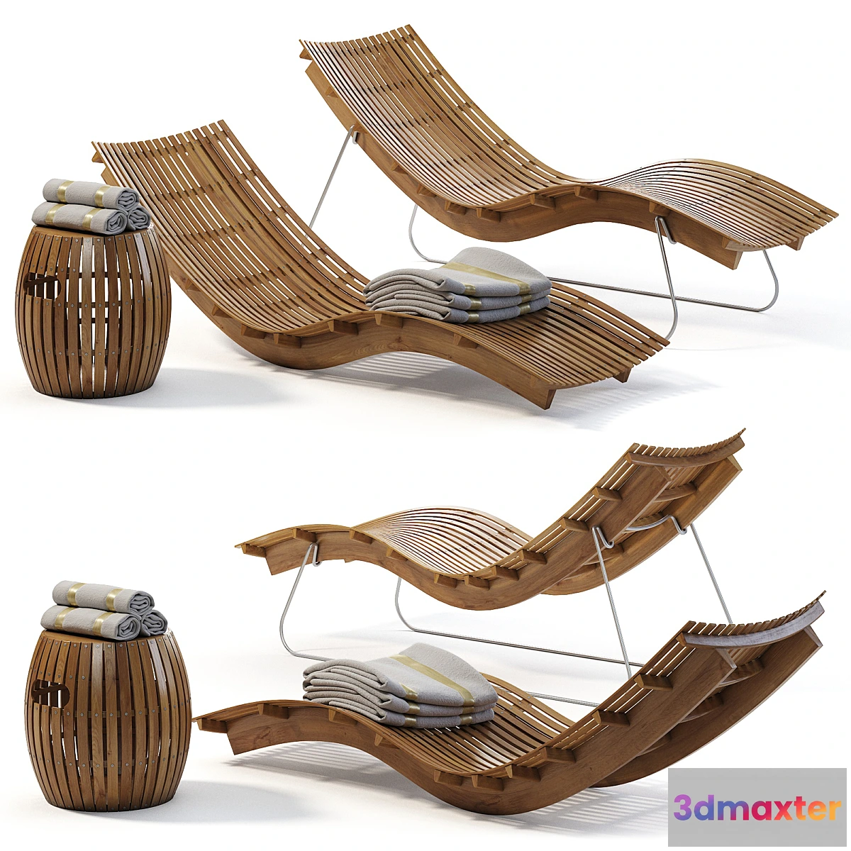 866781 - Swing teak stacking chaise longue - No.5