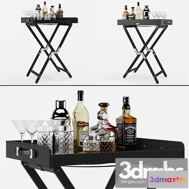 956144 - Bar Table With Alcohol Ralph Lauren Gavin Tray and Stand