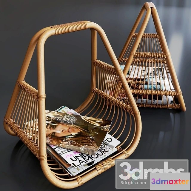 956362 - Journals Set Wicker Stand Made Natural Rattan