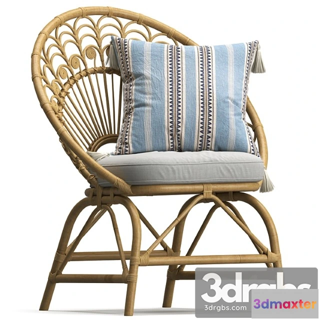 1025756 - Rattan vintage armchair peacock