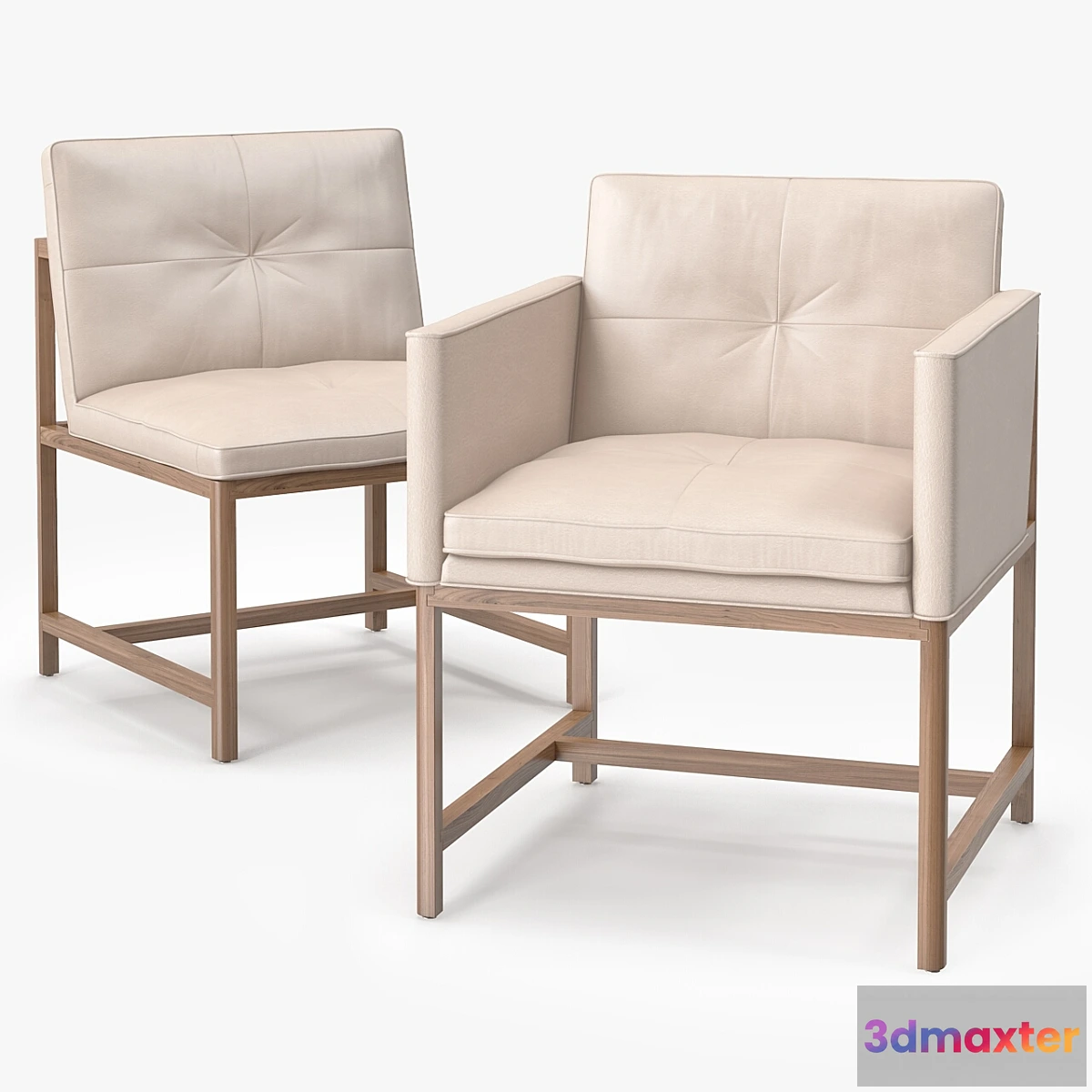 1284458 - BasssamFellows Wood Frame Side Chair & Armless Side Chair 3D Max