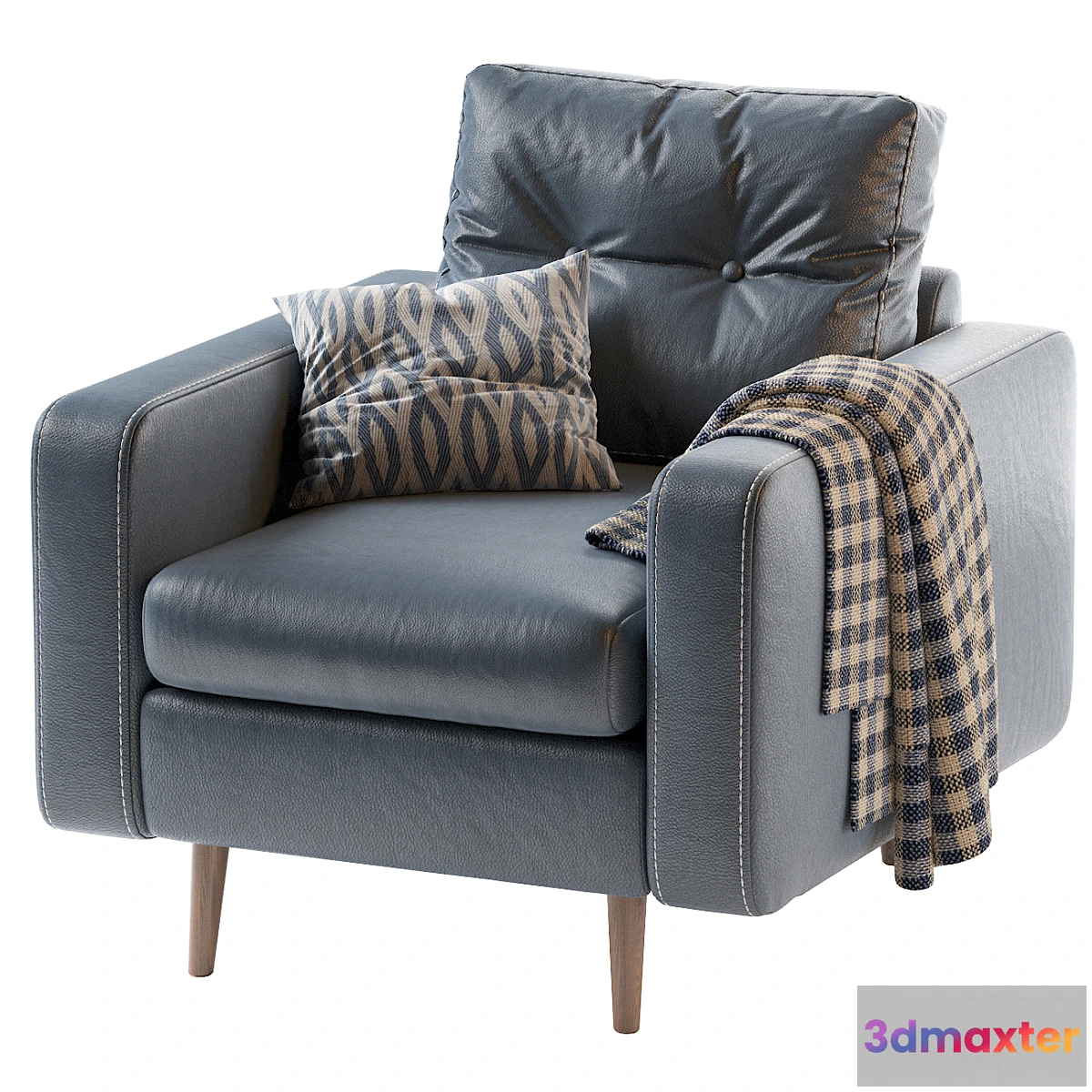 1300464 - Deans Chair Leather Blue 3D Max