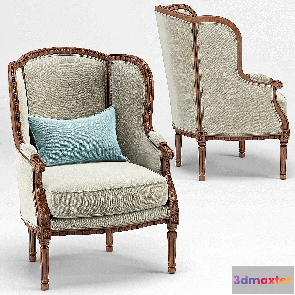 1301784 - Louis XV Wing Chair 3D Max