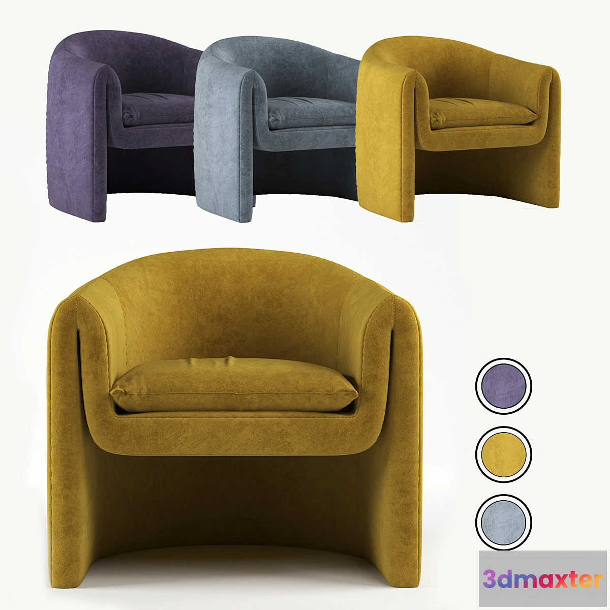 1305380 - Velvet Sculptural Chair 3D Max