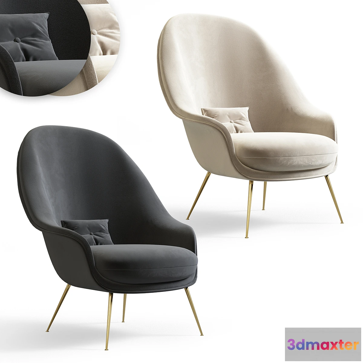 1315796 - Bat Lounge Chair by Gubi 3D Max