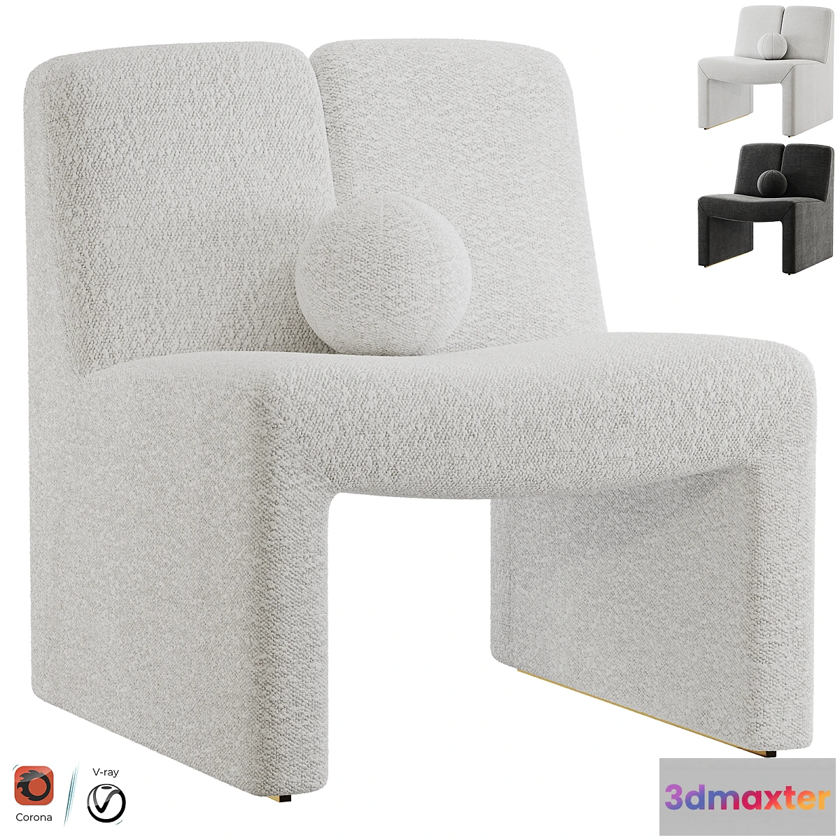 1332975 - EICHHOLTZ CHAIR MACINTOSH BOUCLE CREAM 3D Max