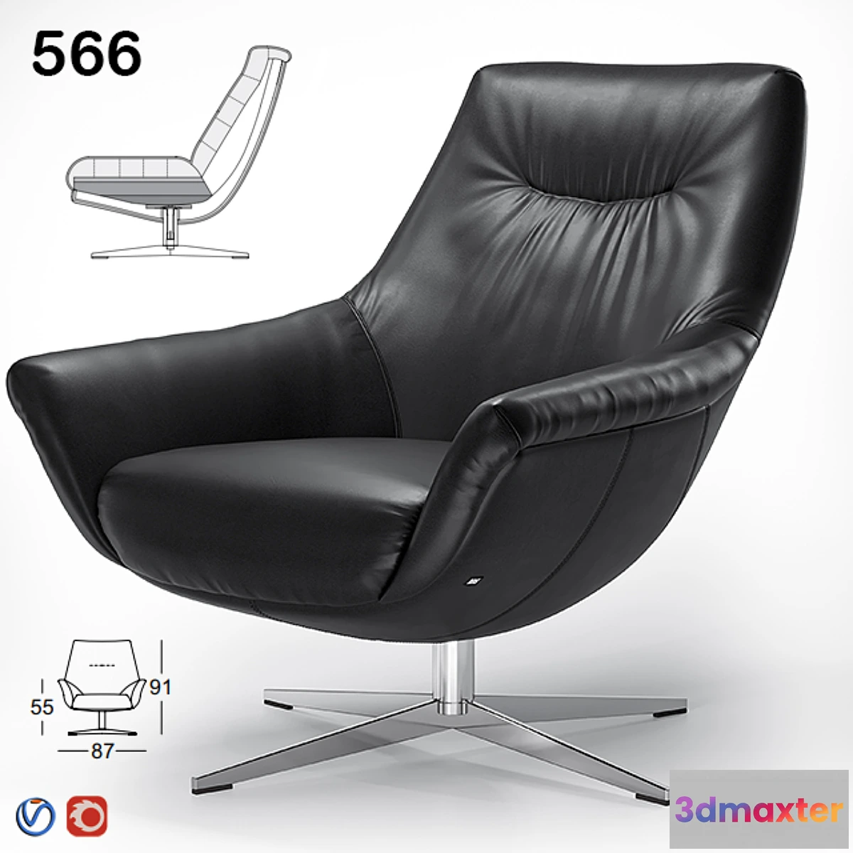 1334989 - Armchair Rolf Benz 566 3D Max